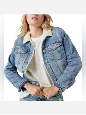 AEO American Eagle Sherpa Lined Denim Jacket